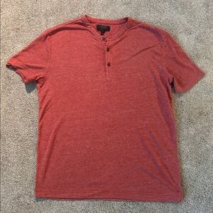 Banana Republic Heathered Red Short-Sleeve Henley